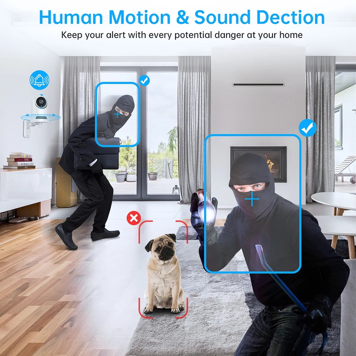 360° Wireless 5G Baby Monitor with Safety Alerts and 4MP HD Wi-Fi Camera for Human and Pet Detection, Complete Home Security System Featuring Two-Way Audio, Motion Tracking, and Infrared Night Vision
