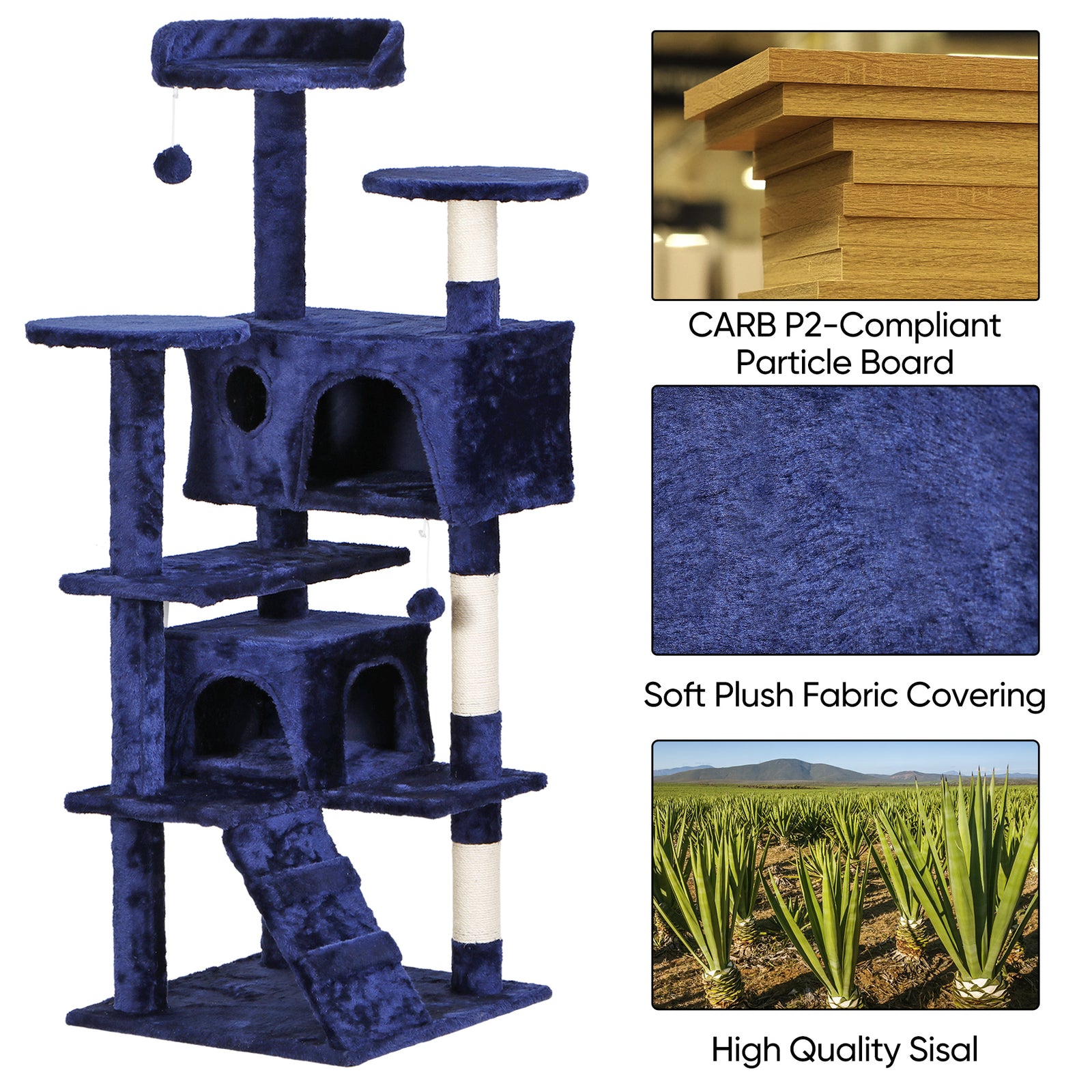 55-Inch Multi-Level Cat Tree Tower Activity Center with Condo - Available in 6 Colors