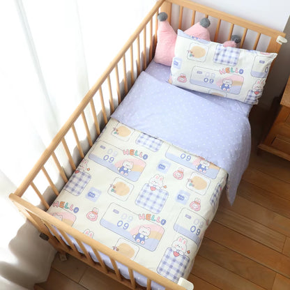 3-Piece Cotton Baby Crib Bedding Set for Boys and Girls, Includes Pillowcase, Sheet, and Duvet Cover, Ideal for Children's Room Decoration
