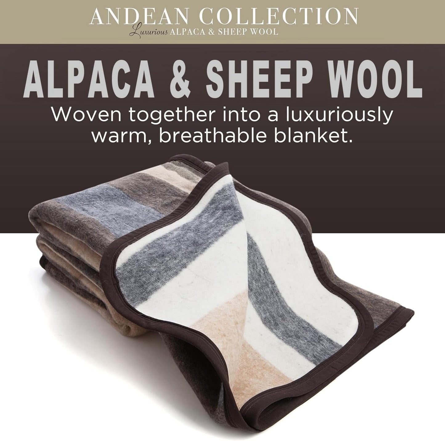 Natural Alpaca and Sheep Wool Twin Blanket – Heavyweight, Breathable, and Textured – 63 x 84 Inches, 4.2 lbs – Crafted in Peru