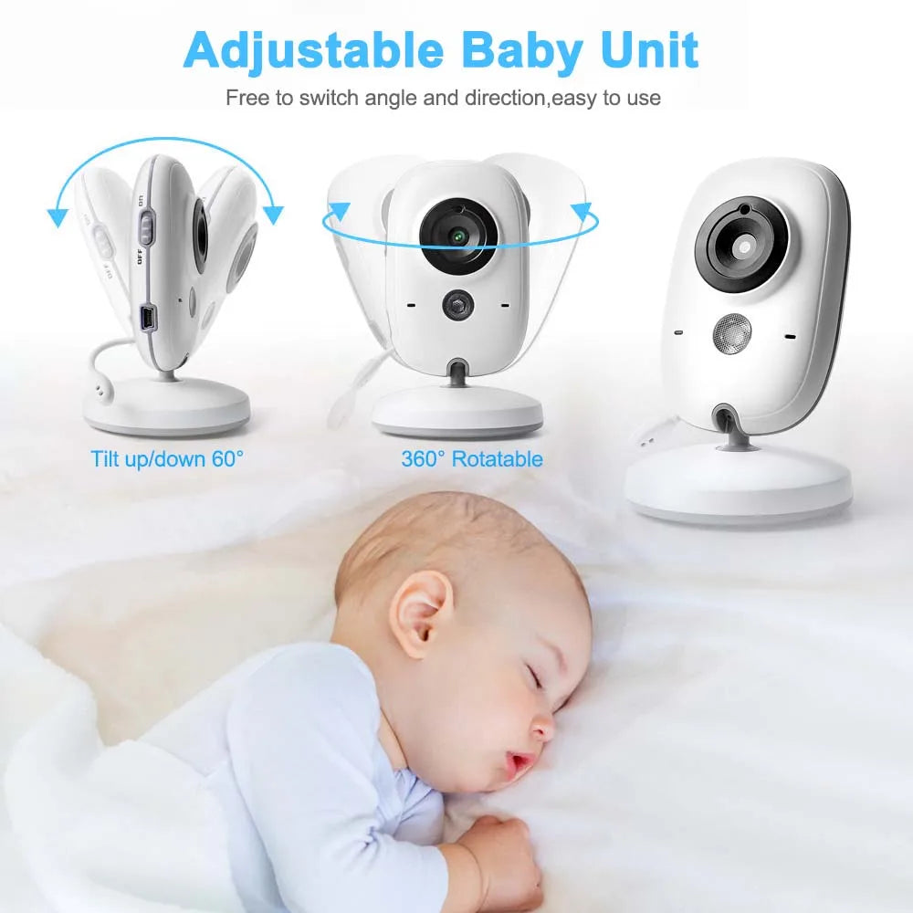 3.5-Inch Video Baby Monitor with Night Vision, Two-Way Audio, Video Surveillance, and Temperature Monitoring