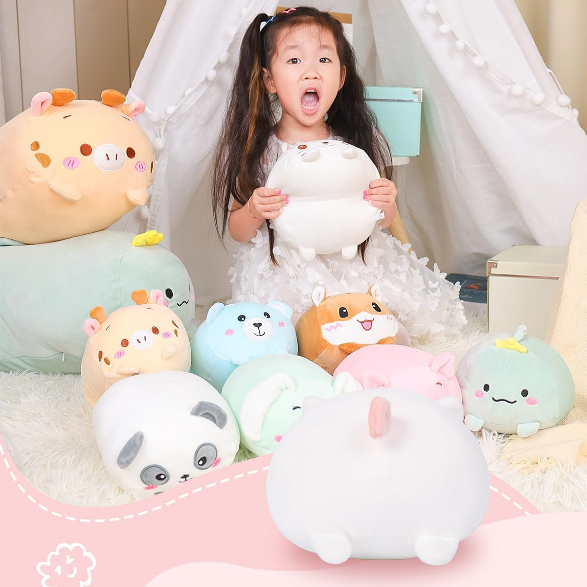 23.6-Inch Ultra-Soft Plush White Cat Cylindrical Body Pillow - Perfect Cartoon Hugging Companion