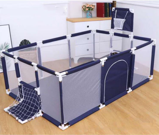 91-Inch Premium Playpen with Basketball Hoop - Versatile Folding Mesh Playard for Infants and Children, Suitable for Indoor and Outdoor Use