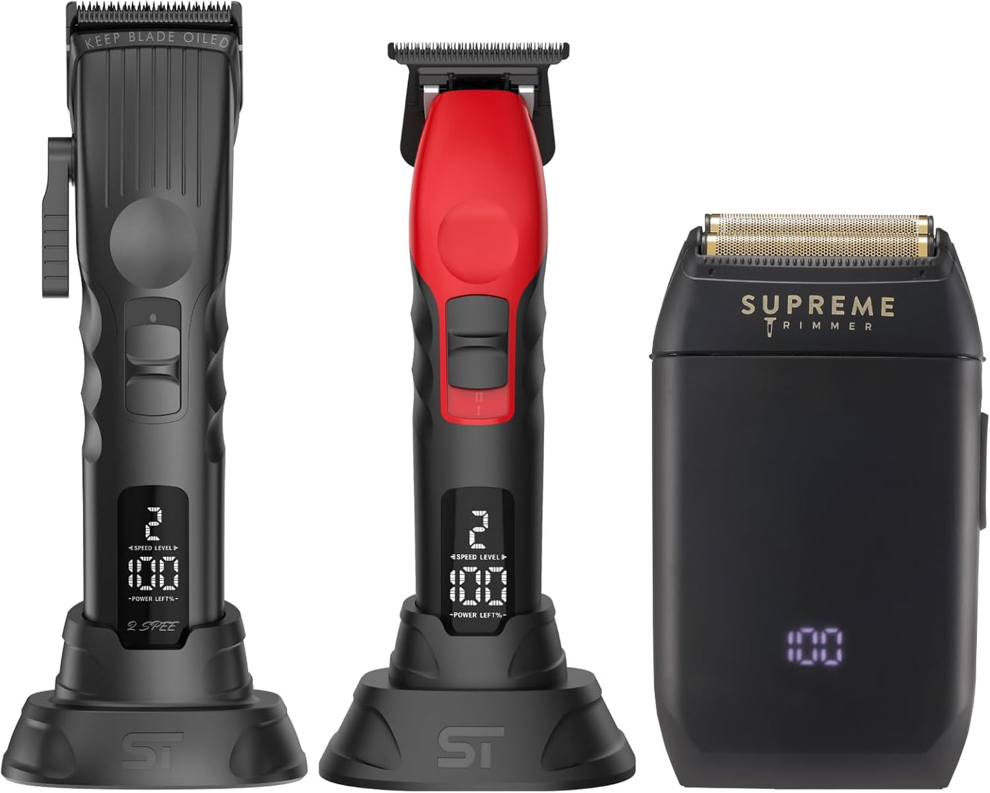 3-In-1 Barber Bundle | 2Spee Clipper, 2Spee Trimmer & Crunch Foil Shaver | Professional Beard Trimmer Men’S Hair Clipper Kit | Black