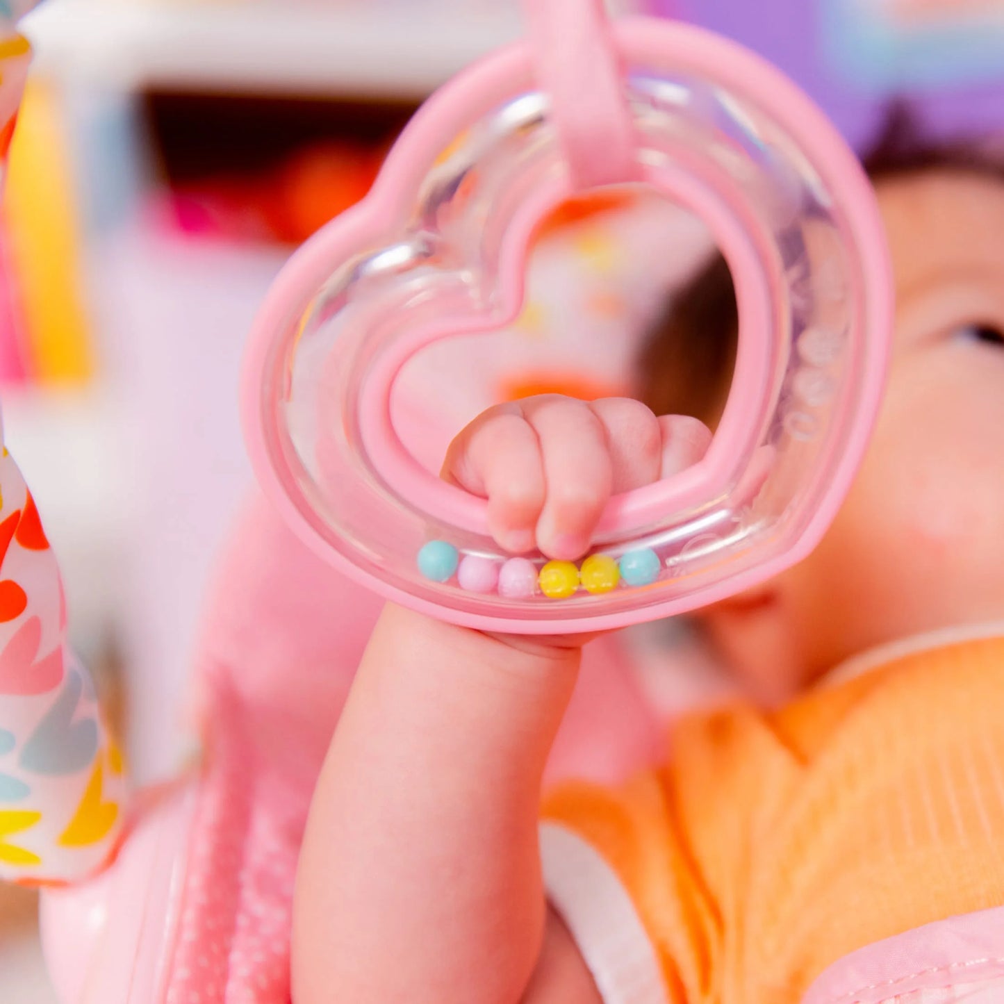 Infant Vibrating Bouncer Featuring Fantasy Unicorn Design and Toy Accessories