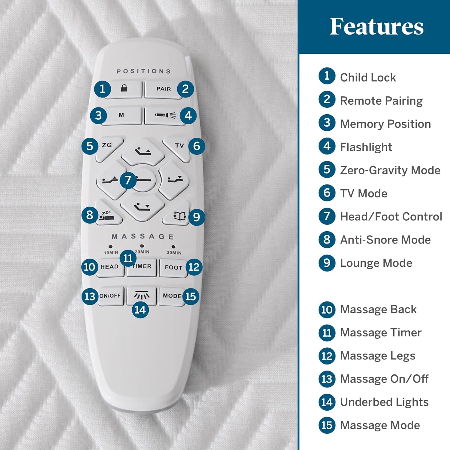 L600 Twin XL Adjustable Bed Base with Zero Gravity Feature, Bluetooth Connectivity, Companion App, Head and Foot Incline, Dual Massage Functionality, Under-Bed Lighting, Wireless Remote Control, and Dual USB Charging Ports