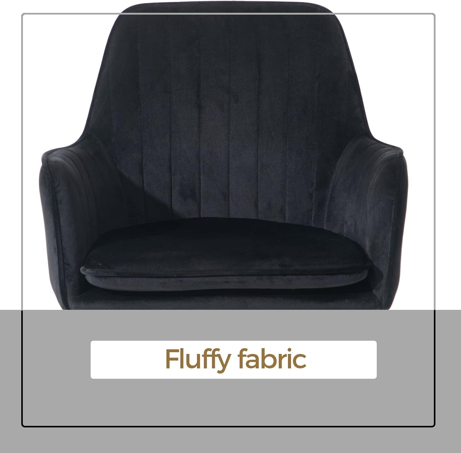 Mid-Back Velvet Dining Chair Set of 2 - Modern Leisure Armchair with Gold-Plated Legs, Upholstered Living Room Chairs (Black)