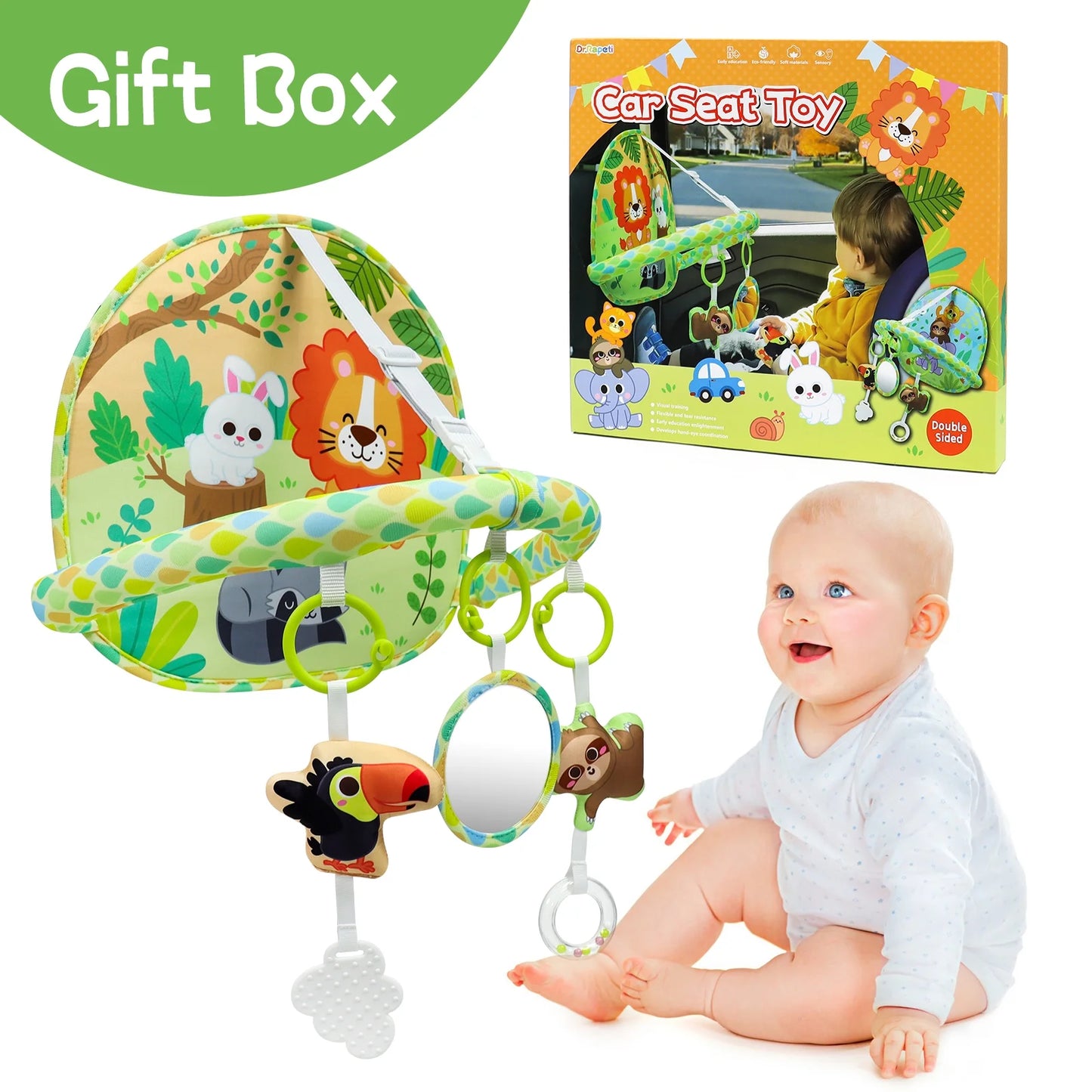 Dual-Sided Activity Toy for Rear-Facing Infant Car Seats - Ideal Entertainment for Newborns and Infants Aged 0-12 Months