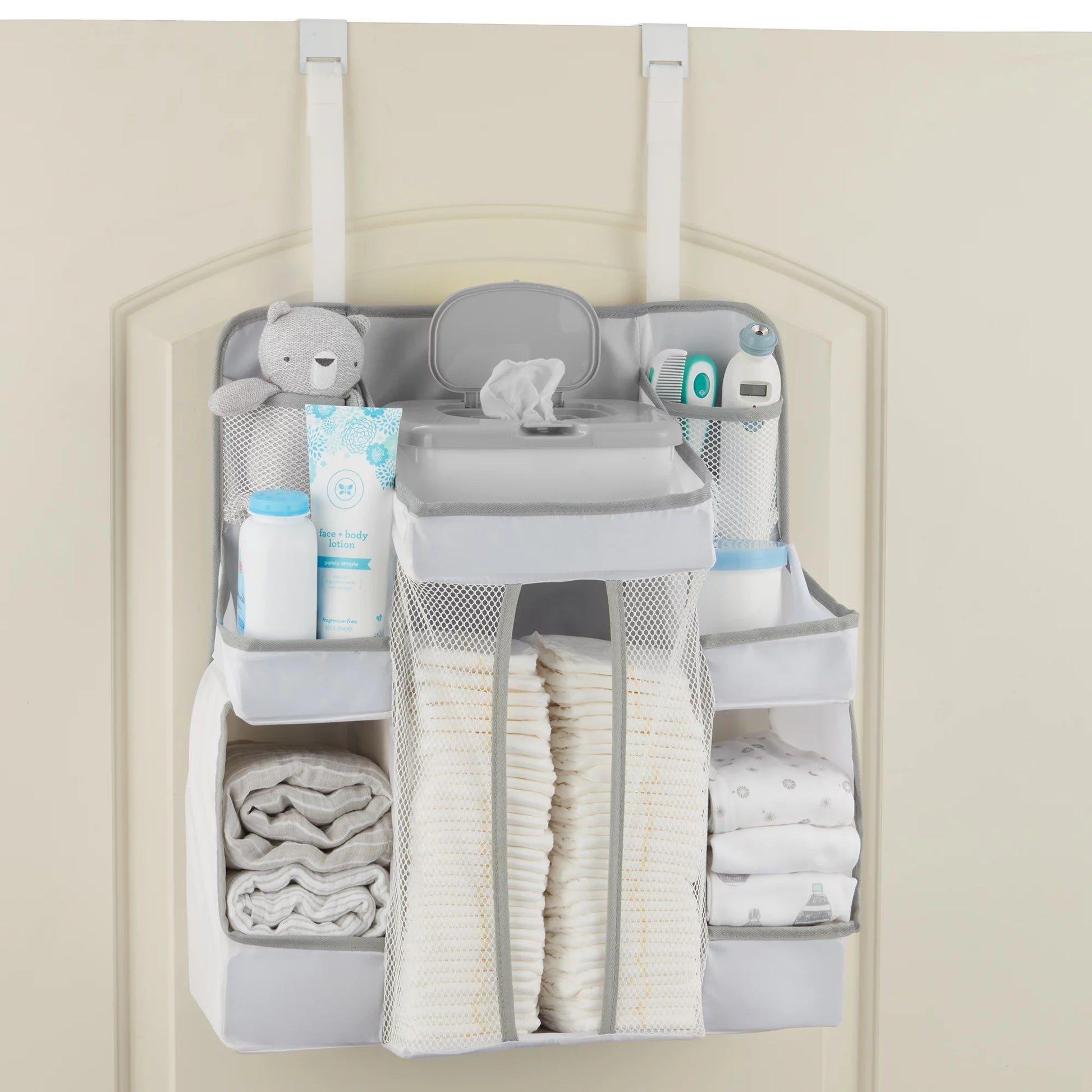 LA Baby Diaper Caddy and Nursery Organizer for Infant Essentials - White