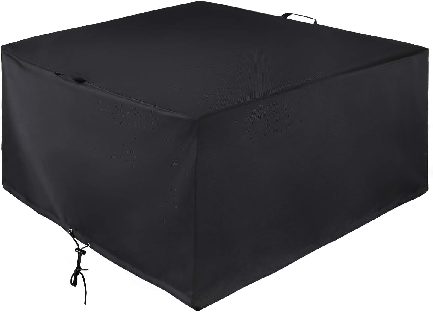 Square Fire Pit Cover 38 Inch, Heavy Duty Waterproof Fire Table Cover, Outdoor Firepit Protector with Drawstring and Handles, All Weather Protection, Black