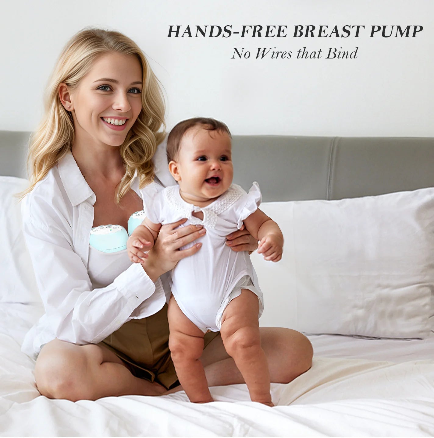 Portable Electric Hands-Free Breast Pump Set with 4 Modes and 12 Adjustable Levels - Dual Pack in Blue
