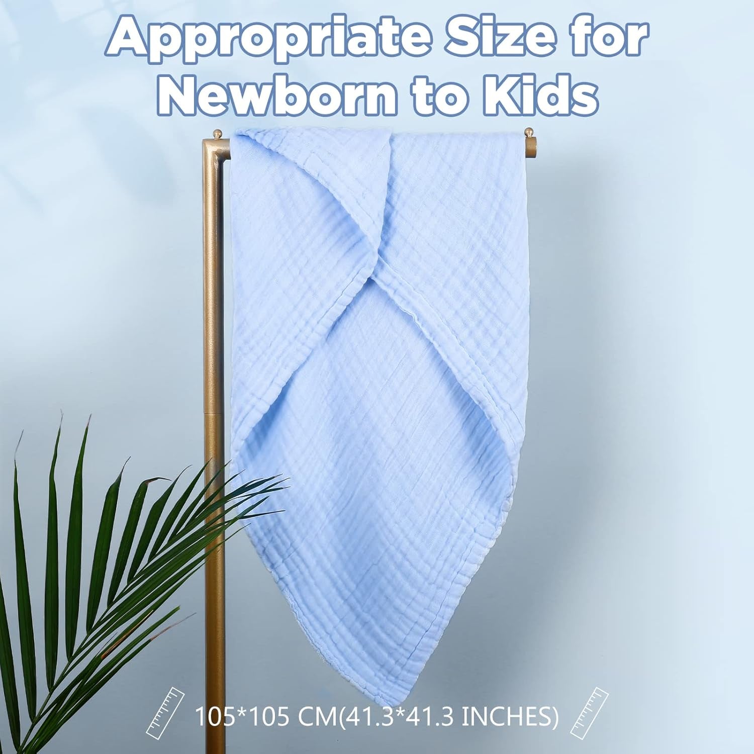 Premium Cotton Baby Bath Towels and Receiving Blankets - 2-Pack Swaddle Set for Newborns and Toddlers (White & Blue)