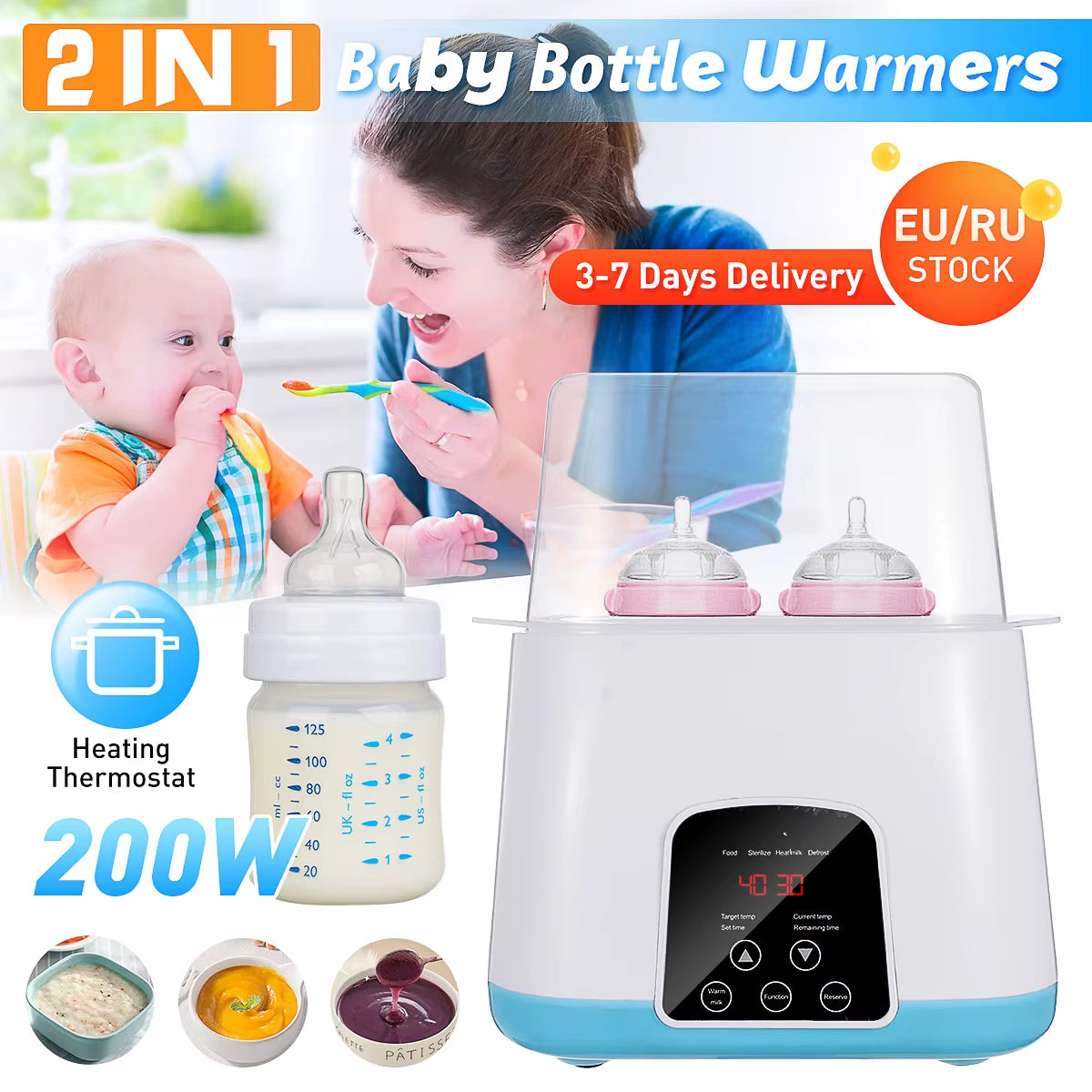 Intelligent Automatic Milk Bottle Warmer and Sterilizer with LED Display - Dual Functionality