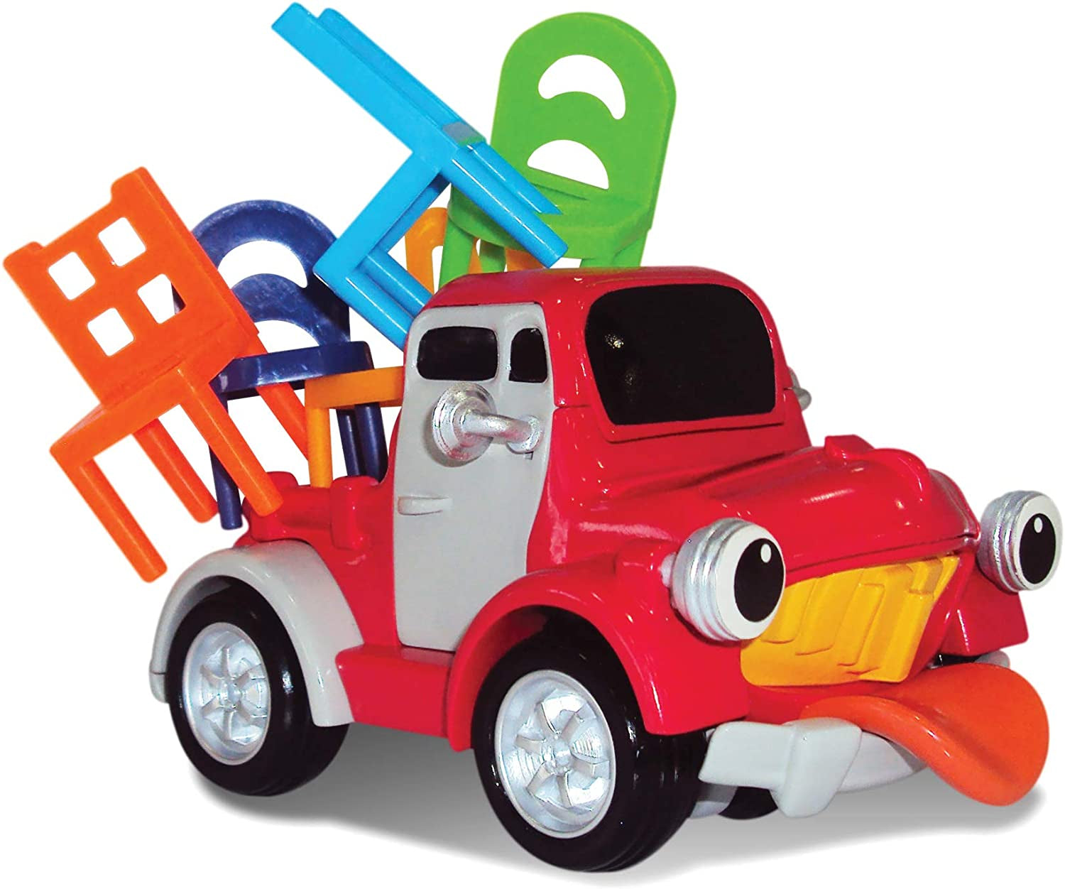 Pick Up Pete Chair Stacking Game - Motorized Truck Balance Game with Colorful Chairs, Interactive Board Game for Children Ages 4 and Up