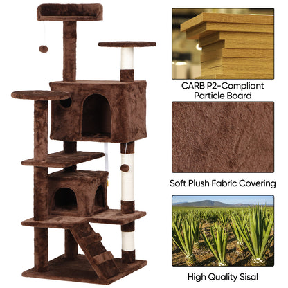 55-Inch Multi-Level Cat Tree Tower Activity Center with Condo - Available in 6 Colors