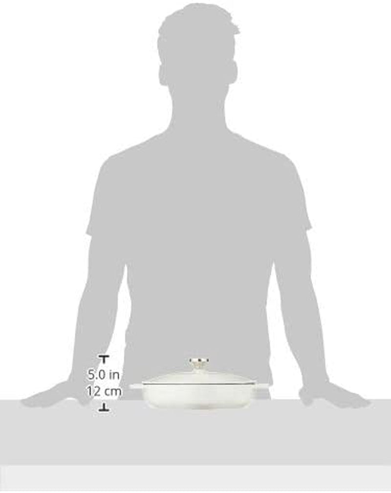 3.6 Quart Enameled Cast Iron round Casserole with Lid– Dual Handles – Oven Safe up to 500° F or on Stovetop - Use to Marinate, Cook, Bake, Refrigerate and Serve – Oyster White
