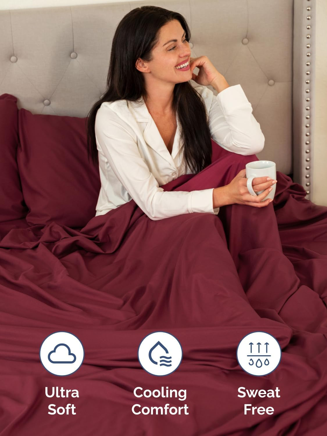 Extra Deep Twin Sheet Set - 4-Piece Breathable and Cooling Bedding - Luxurious Hotel Quality for All Ages - Secure Fit, Soft, Wrinkle-Free, and Comfortable - Extra Deep Pockets - Burgundy