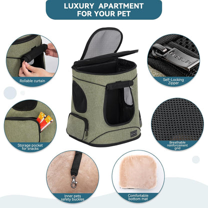 Pet Backpack Carrier with Upgrade Waist Cushion Design to Better Fit the Waist, Suitable for Small and Medium Dogs Cats, and Rabbits up to 18 Pounds