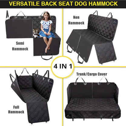 Dog Car Seat Cover with Mesh Window, Heavy Duty Pet Seat Cover for Back Seat, Extra Padded Non-Slip Dog Hammock, Water-Resistant Back Seat Protector for Cars Trucks and Suvs (64" W X 60" L)