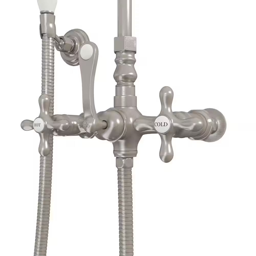 Abbey 10 In. X 28 In. 1/2 In. Shower Faucet Set with Handshower in Brushed Nickel