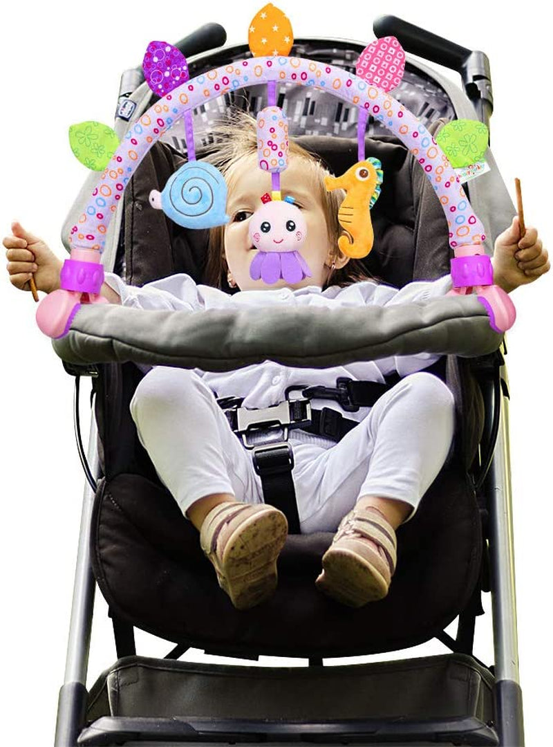 Travel Arch Bassinet Toy Bar for Infants - Versatile Hanging Activity Toys for Strollers, Cribs, and Prams in Purple
