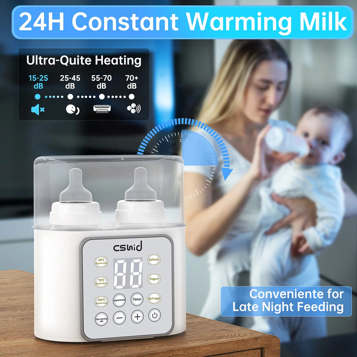 9-in-1 Multi-Function Baby Bottle Warmer: Advanced Milk Heating and Food Defrosting Solution