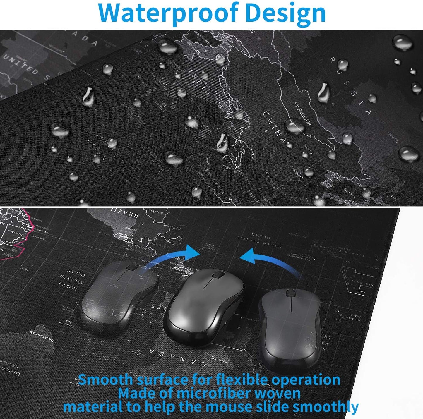 Large 800×300×2MM Gaming Mouse Pad - Non-Slip, Waterproof, and Foldable Desktop Mat for Home and Office Use - Black
