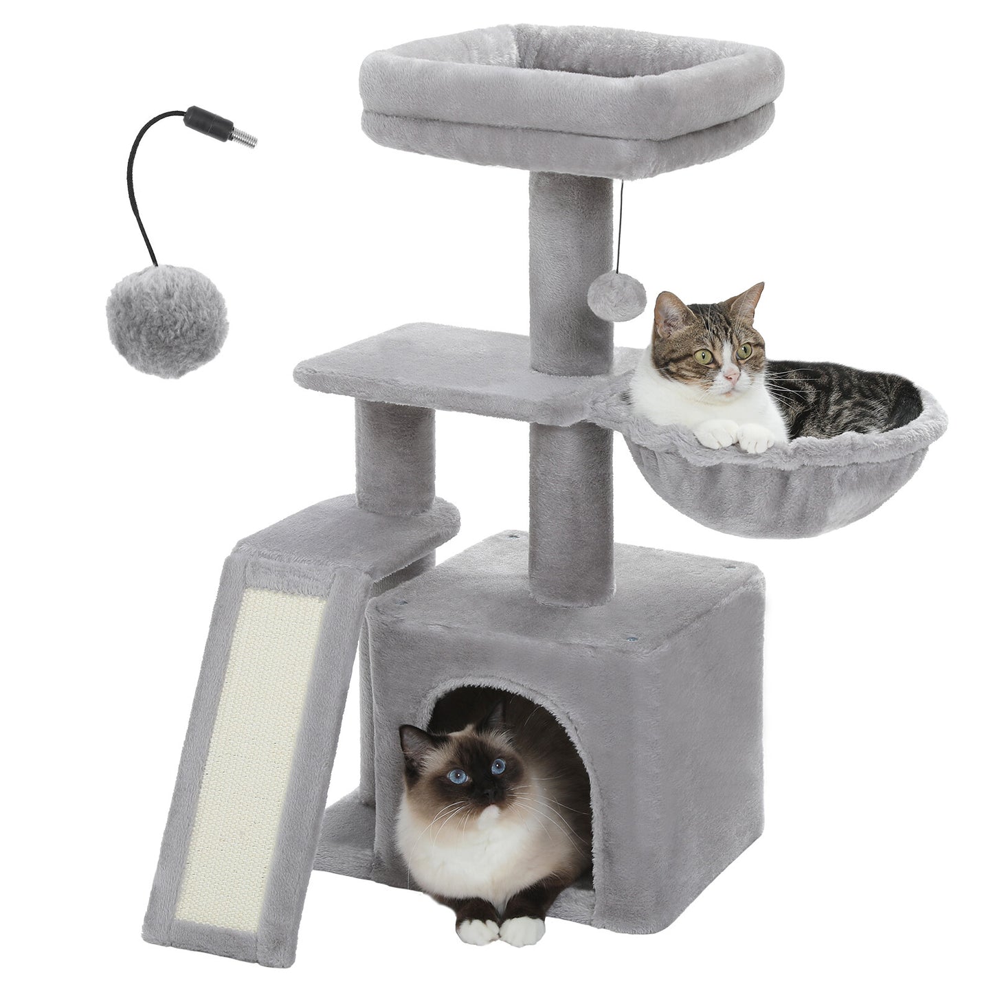 PAWZ Road Compact Cat Tree Tower with Scratching Post and Board for Kittens