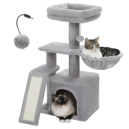 PAWZ Road Compact Cat Tree Tower with Scratching Post and Board for Kittens