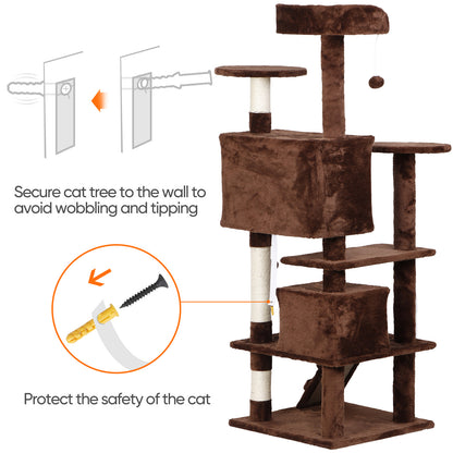 55-Inch Multi-Level Cat Tree Tower Activity Center with Condo - Available in 6 Colors