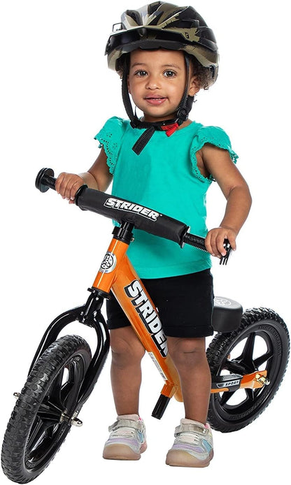 12-Inch Balance Bicycle for Children Ages 1 to 4 - Features Safety Pad, Padded Seat, Mini Grips, and Flat-Free Tires - Easy Tool-Free Assembly and Adjustments
