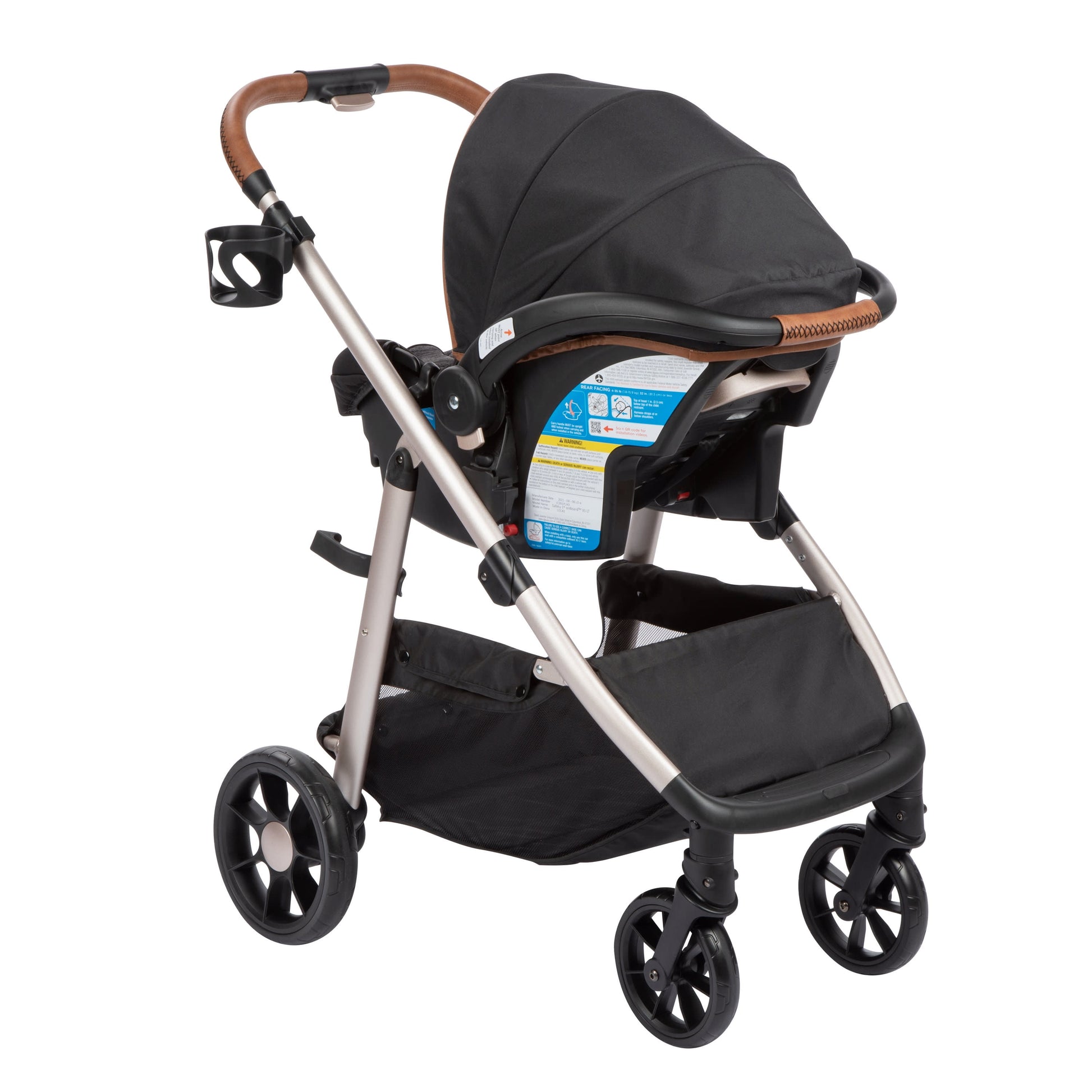 6-in-1 Modular Travel System for Infants and Toddlers in Black and Gold, Unisex Design