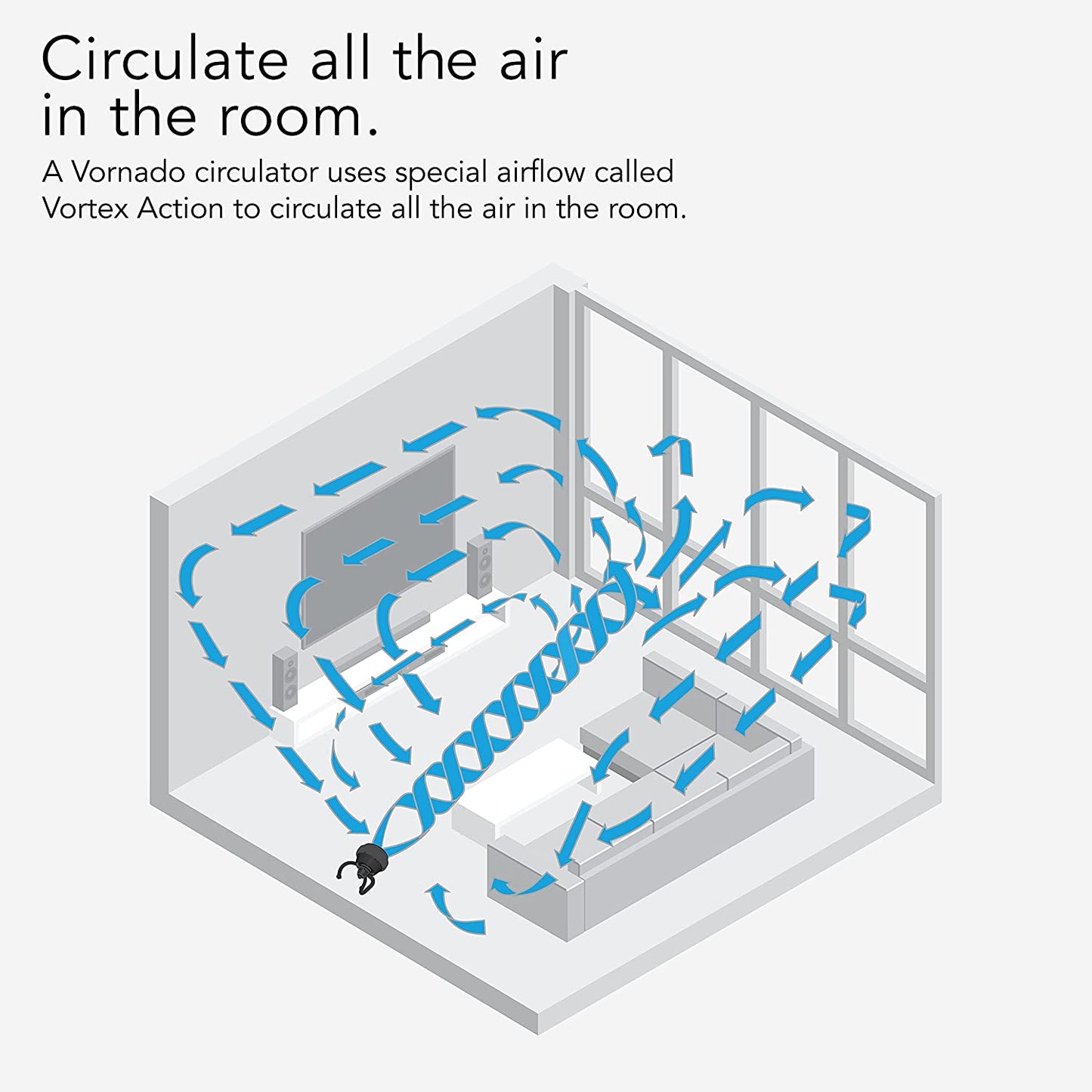 623 Mid-Size Whole Room Air Circulator Fan, Black