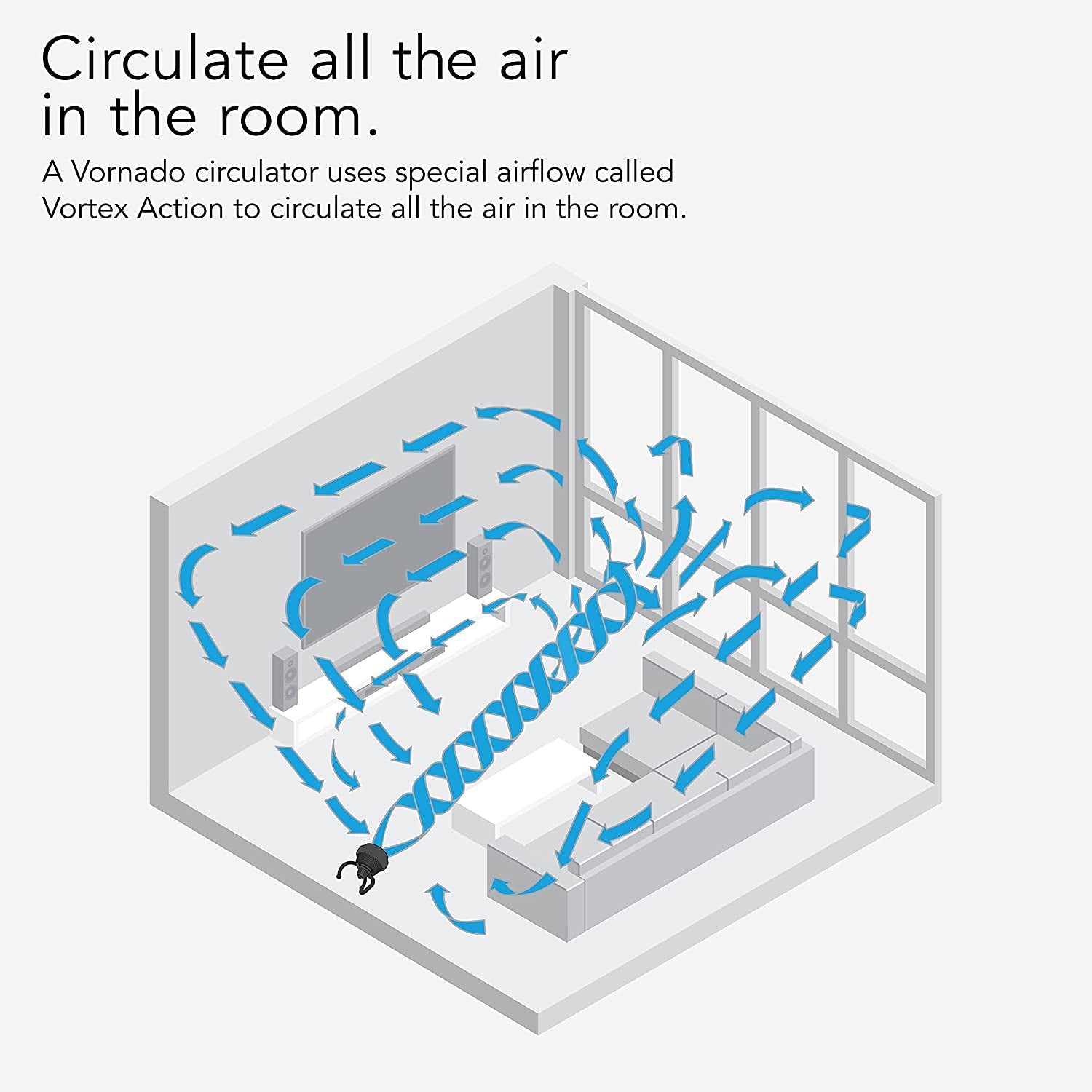 623 Mid-Size Whole Room Air Circulator Fan, Black