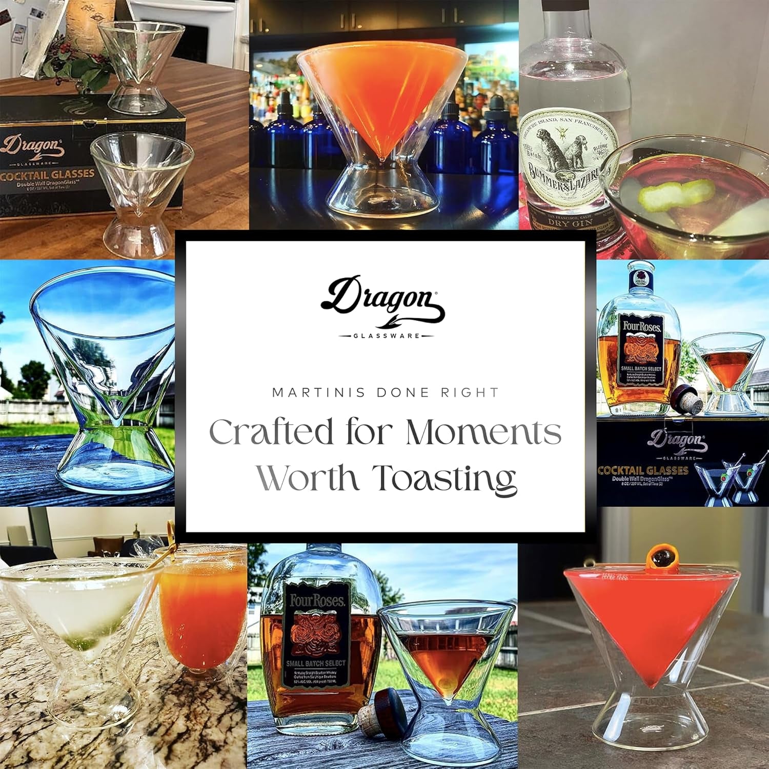 Stemless Martini Glasses - 7 Oz Clear Set of 2 - Double Wall Insulated Cocktail Glass Set - Unique and Fun Gift for Espresso Martini Lovers