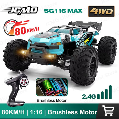 SG116MAX 80KM/H High-Speed Brushless 4WD Off-Road Drift Remote Control Car - 1:16 Scale Professional Racing Model SG116PRO 40KM/H