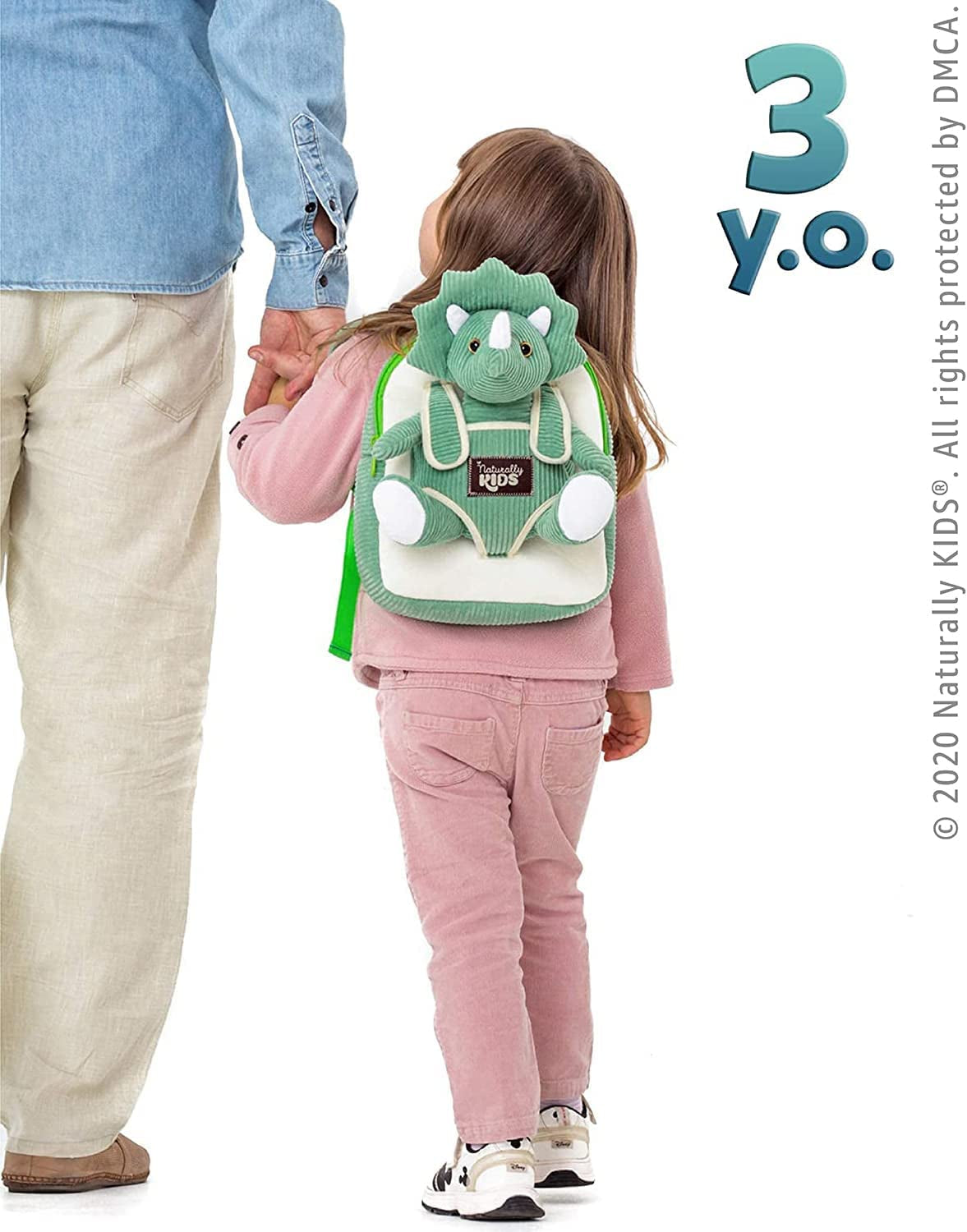 Green Triceratops Plush Stuffed Animal - Ideal Dinosaur Gift for Children Aged 3-5, Toddler Backpack for Boys and Girls
