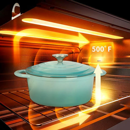 Cast Iron Dutch Oven, 3 QT round Dutch Oven Pot with Self Basting Lid for Home Baking, Braiser, Cooking, Great Christmas Gifts for Family,Teal