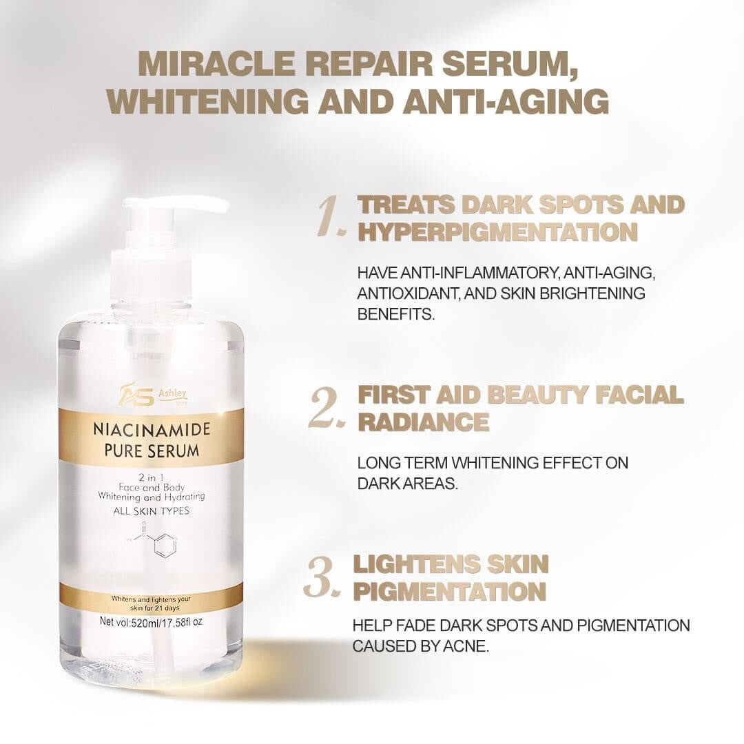 Ashley Shine NIACINAMIDE Pure Serum - for Face and Body, 520Ml