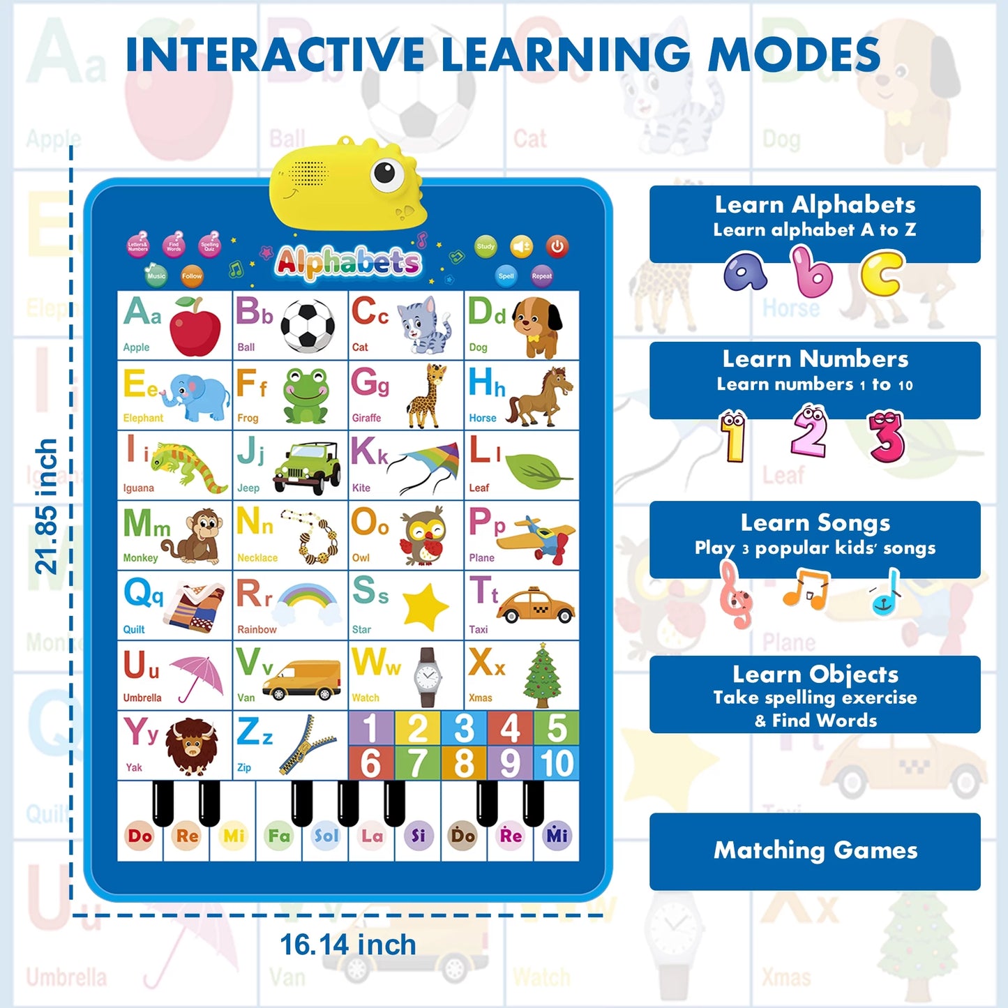 Electronic Alphabet Wall Chart - Educational ABC Learning Tool for Children Aged 2 to 4 Years
