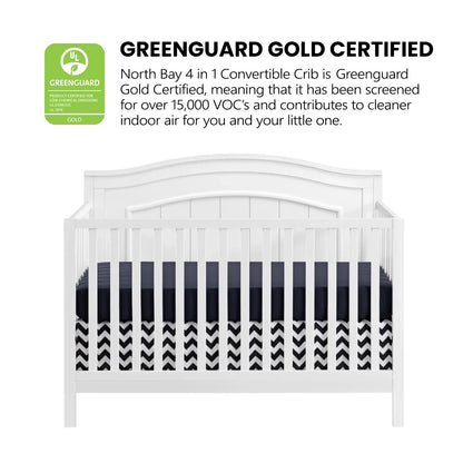 North Bay 4-in-1 Convertible Crib in Snow White - GREENGUARD Gold Certified Wood Construction