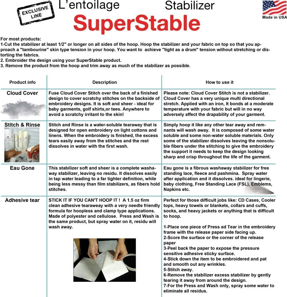 Invisible No-Show Mesh Stabilizer, 1.5 Oz Cutaway for Embroidery Machines-14.5I
