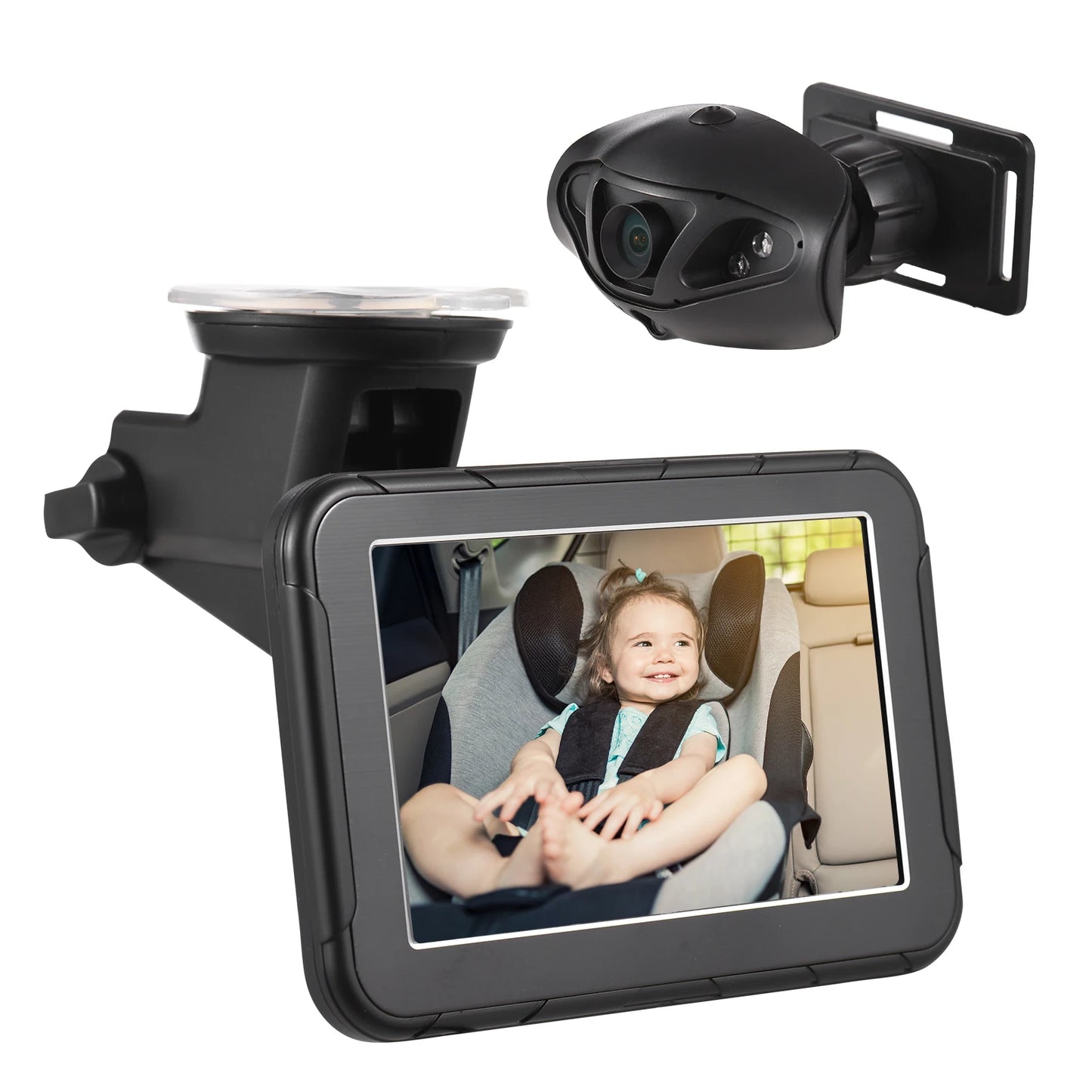 High-Definition 1080P Baby Car Monitor with 150° Wide-Angle View and Night Vision for Rear-Facing Seats