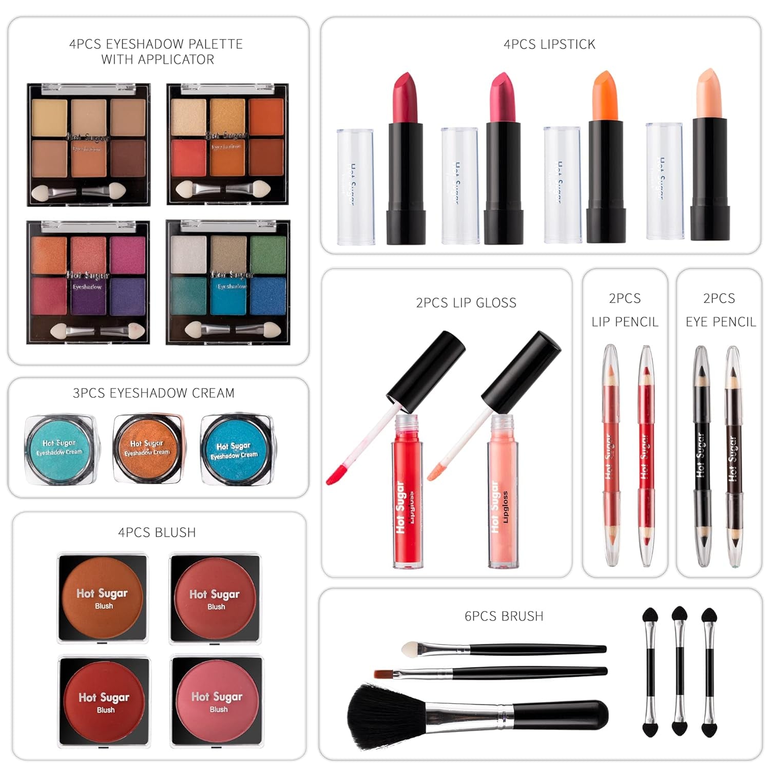 All in One Makeup Set for Teen Girls - Full Makeup Kit for Beginners with Eye Shadow Palette, Blush, Lip Gloss, Brush, Mirror (Pink Heart)