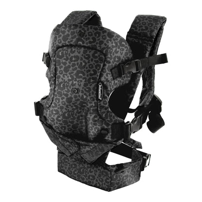 4-in-1 Convertible Baby Carrier - Unisex Multi-Position Design for Infants (0+ Months, 8-32 lbs) in Black and Gray Leopard Print