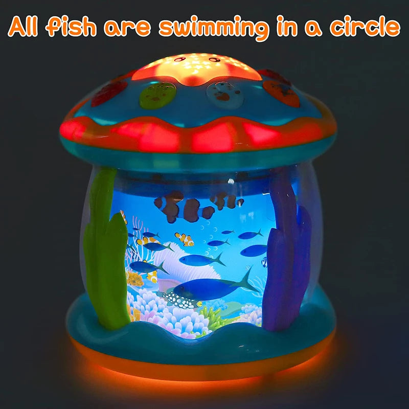Ocean Light Rotary Projector Musical Toy for Infants Aged 1-3 Years - Montessori-Inspired Early Educational Sensory Toy for Toddlers