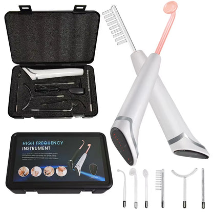 6 in 1 High Frequency Electrode Wand W/Neon Electrotherapy Glass Tube Spot Acne Remover Skin Care Face Hair Salon Beauty Device