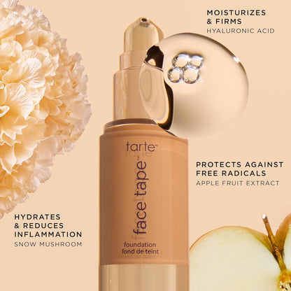 Tarte Face Tape Foundation – Full-Coverage Matte Finish Foundation with Snow Mushroom & Hyaluronic Acid for Hydration, Waterproof, Vegan & Cruelty-Free