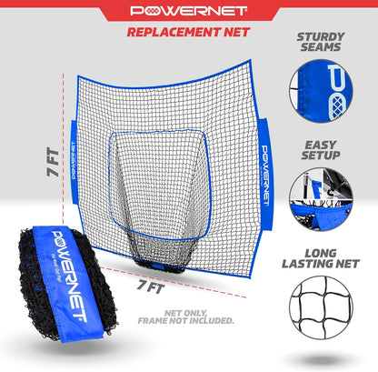 7x7 Baseball and Softball Practice Net with Accessories for Pitching, Batting, and Fielding, Including Ball Caddy, Weighted Baseballs, and Tee