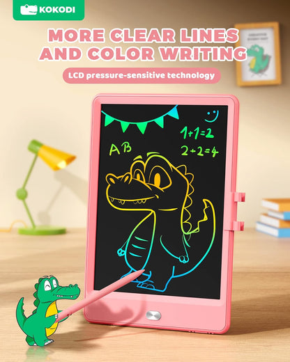 LCD Writing Tablet - 8.5 Inch Reusable Doodle Board for Children Aged 3-8, Educational Electronic Drawing Pad (Pink)